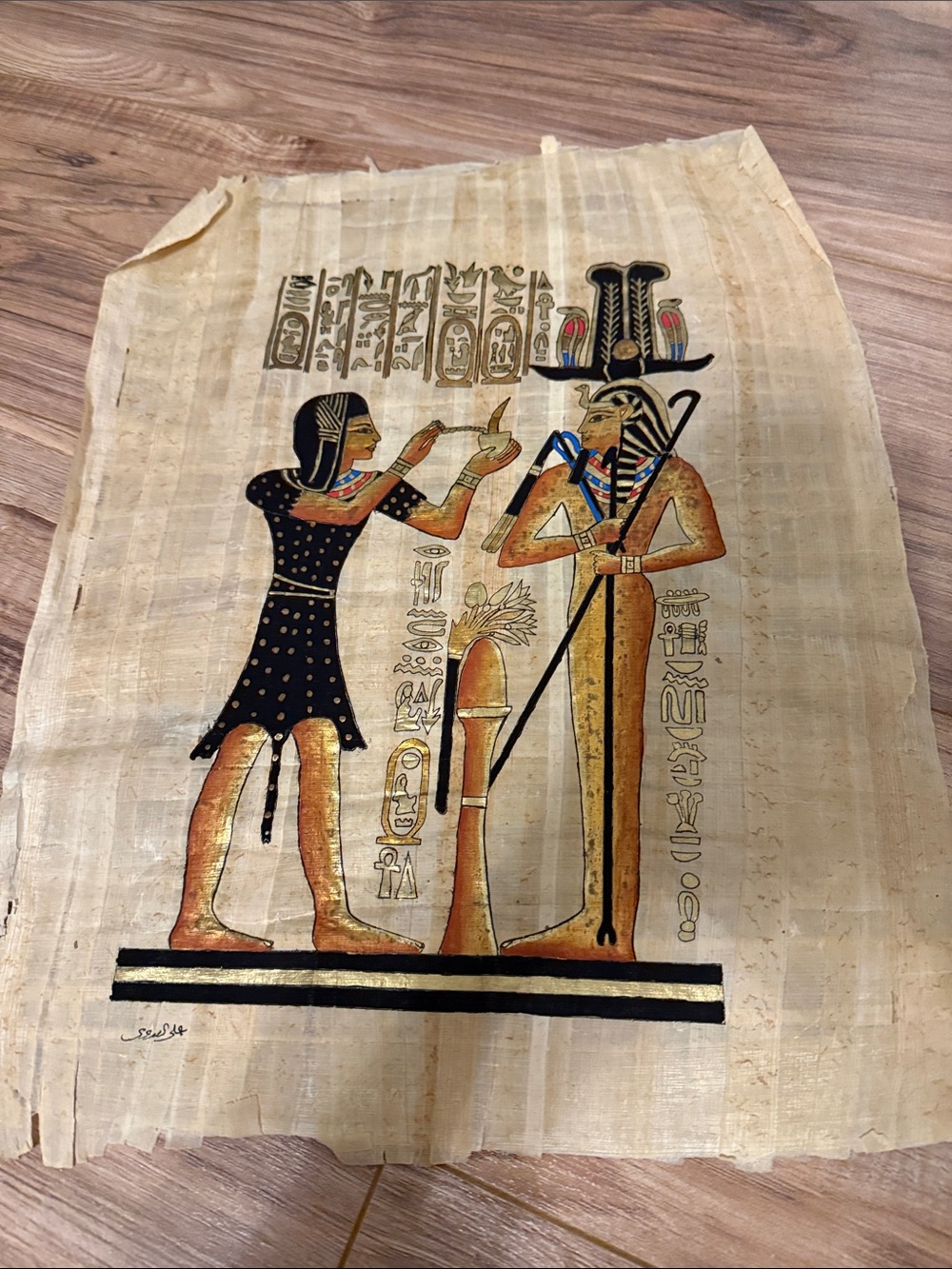 Original Use Egyptian Scene Art - Gold, Black, Blue, Red